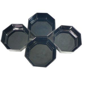 Bridge Bowls Party Snack Cocktail Nuts, Condiment Octagon 4pc Set Blk
